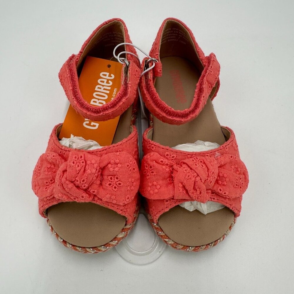 Gymboree Girl's Fairy Blossom Sandals size 7 Coral Pink Ankle Strap Espadrille